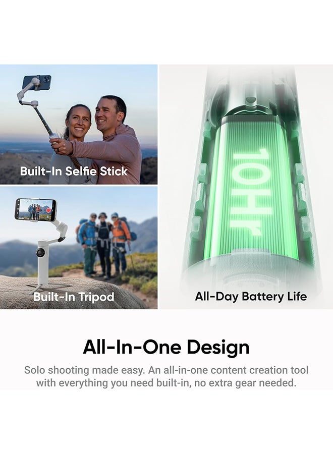 انستا 360 جيمبال Insta360 Flow 2 | التحكم بالإيماءات، تتبع الوجه، لمستخدمي البث المباشر، المدونين، مكالمات الفيديو، لنظامي Android و iOS (رمادي حجري، حزمة تتبع الذكاء الاصطناعي) - Image 3
