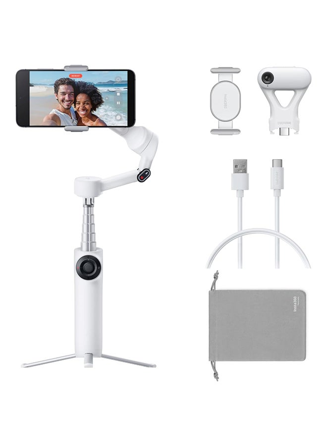 Insta360 Flow 2 Gimbal | Gesture Control, Face Tracking, for Livestreamers, Bloggers, Video Calls, for Android and iOS (Summit White, AI Tracker Bundle) - Image 1