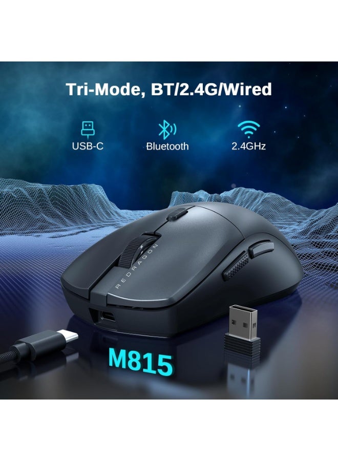 REDRAGON Wireless Gaming Mouse M815-STD, 3 Modes Lightweight Wireless Mouse, Full Programmable Buttons, 12000 DPI Software Supports DIY Keybinds - Black - Image 2