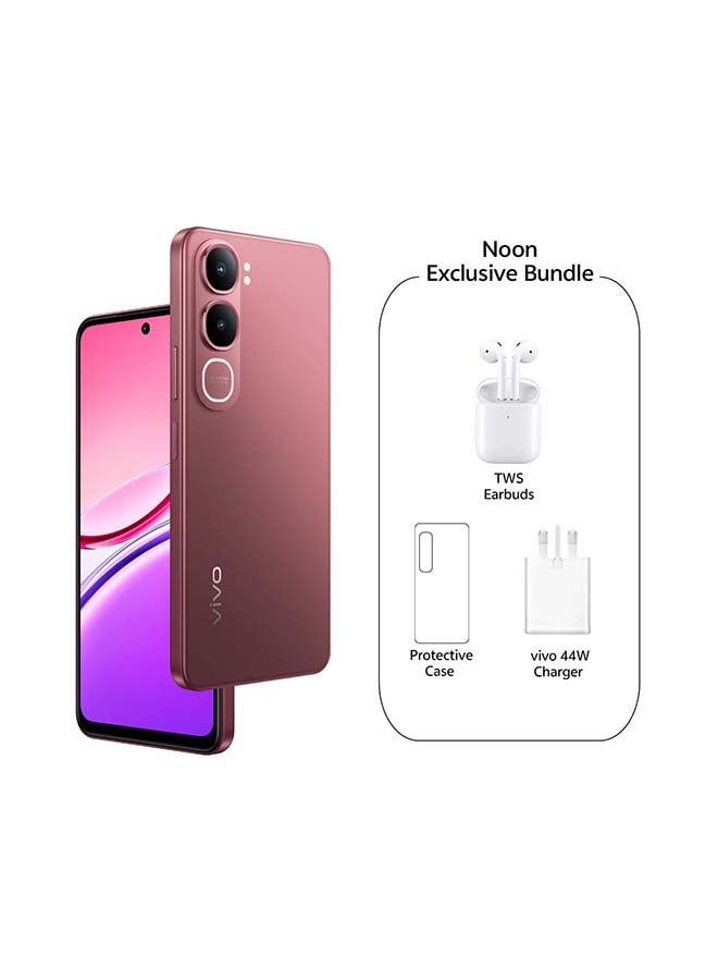 فيفو Y31 5G أحمر مرجاني 8 جيجابايت رام 256 جيجابايت بطارية 6500 مللي أمبير حزمة حصرية عبر الإنترنت: سماعات أذن TWS وضمان لمدة 12 شهر - النسخة الشرق أوسطية - Image 1