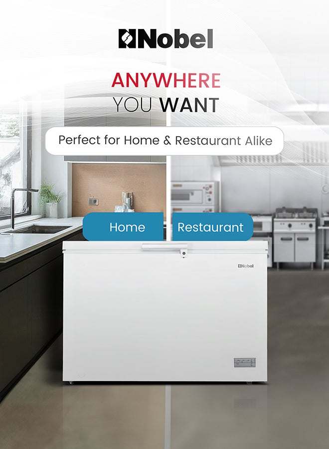 Nobel 450L Gross / 308L Net Inverter Chest Freezer Single Door, R600a Refrigerant, Hidden Condenser, Manual Defrost, LED Light, Lock & Key, Energy Efficient Deep Freezer - NCF450 (1 Year Warranty) 450 L 400 W NCF450 white - Image 3