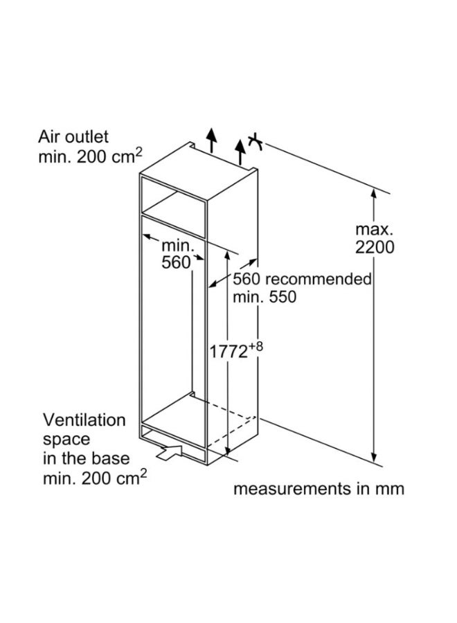 BOSCH Series 6, 310L, Built-in Larder Fridge, VitaFresh XXL & VarioInverter, Keep Food Fresher Longer 100 W KIR81AFD0M white - Image 5