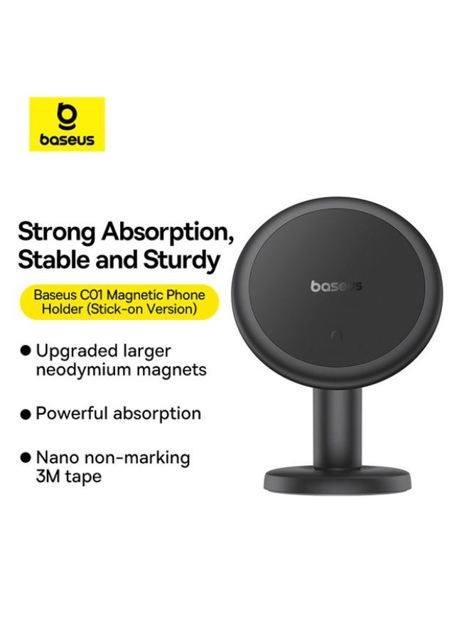Baseus C01 Magnetic Car Phone Holder for Dashboard | 360° Rotation Phone Mount With Ultra Strong Neodymium Magnets & Cable Clip on Back - Black - Image 5