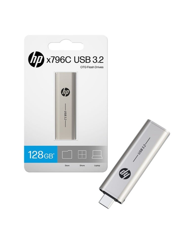 HP 796C USB 3.2 Pen Drive | 128GB OTG Type-C USB Dual Flash Drive for Iphone 15 Iphone 16 Android Tablet PC Laptop 128 GB - Image 1