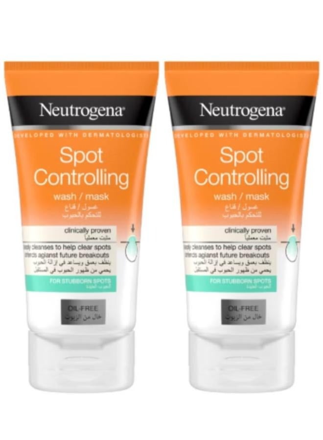 نيوتروجينا عبوتان من غسول الوجه والقناع 2 في 1 للتحكم في حب الشباب - Image 1