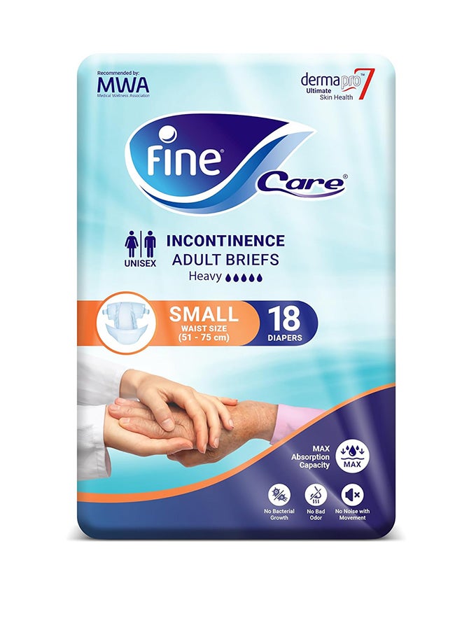 Fine Care Incontinence Adult Unisex Briefs, Disposable & Super Absorbent for Maximum Odor Protection, Size Small, Waist (51-75cm) Pack of 4 - Image 1