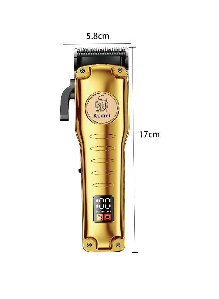 Kemei KM-511 Golden Fast Speed LED Display Hair Clipper Adjustable 3Level Stainless Steal Blade Ergonomic Salon Quality Trimmer - Image 2
