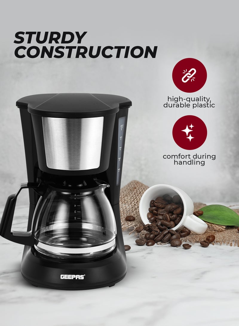 GEEPAS Drip Coffee Maker 600 W Fast Brew Machine with Durable Glass Jar | Reusable Nylon Filter, Anti-Drip System & Water Level Indicator | Compact Electric Coffee Brewer | GCM41527 0.75 L 600 W GCM41527 beige - Image 4