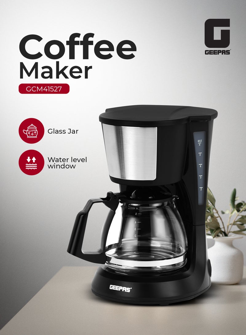 GEEPAS Drip Coffee Maker 600 W Fast Brew Machine with Durable Glass Jar | Reusable Nylon Filter, Anti-Drip System & Water Level Indicator | Compact Electric Coffee Brewer | GCM41527 0.75 L 600 W GCM41527 beige - Image 1