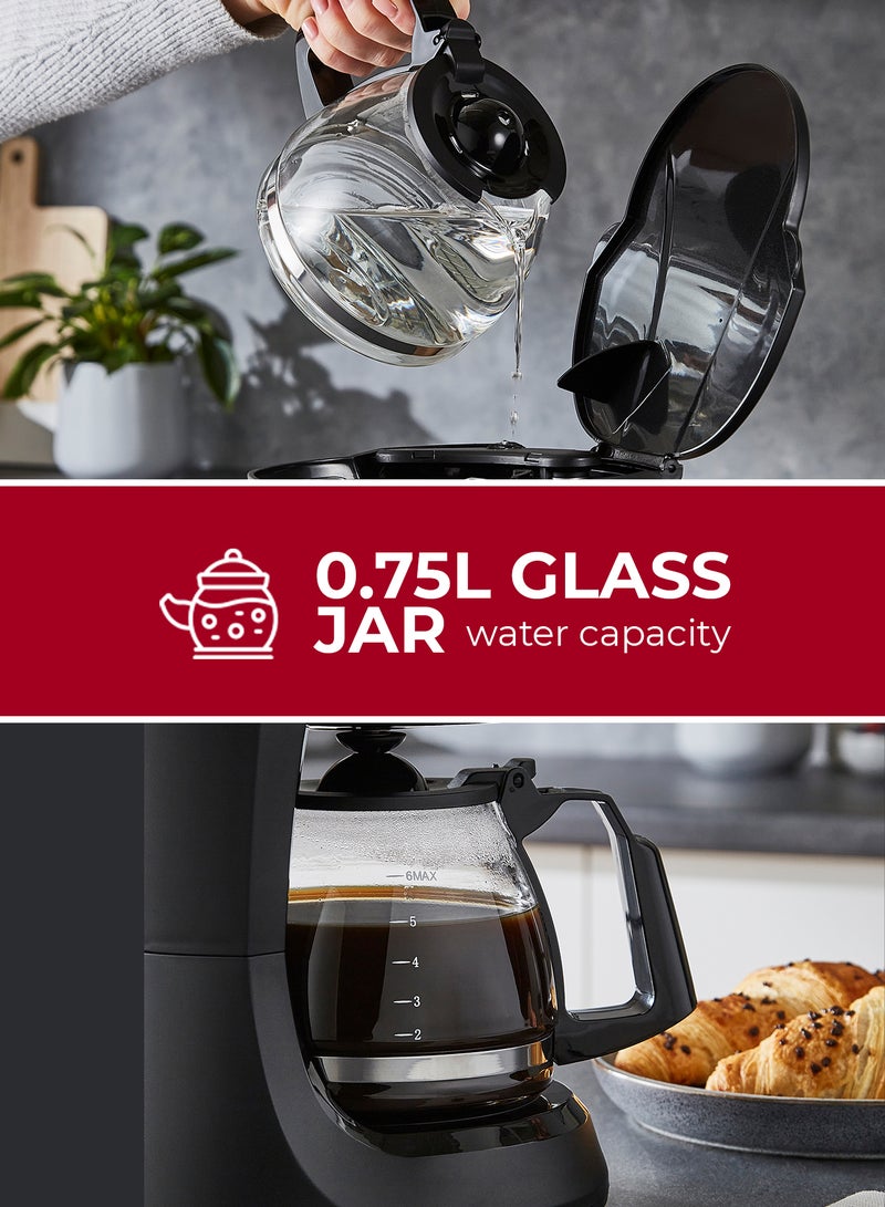 GEEPAS Drip Coffee Maker 600 W Fast Brew Machine with Durable Glass Jar | Reusable Nylon Filter, Anti-Drip System & Water Level Indicator | Compact Electric Coffee Brewer | GCM41527 0.75 L 600 W GCM41527 beige - Image 3