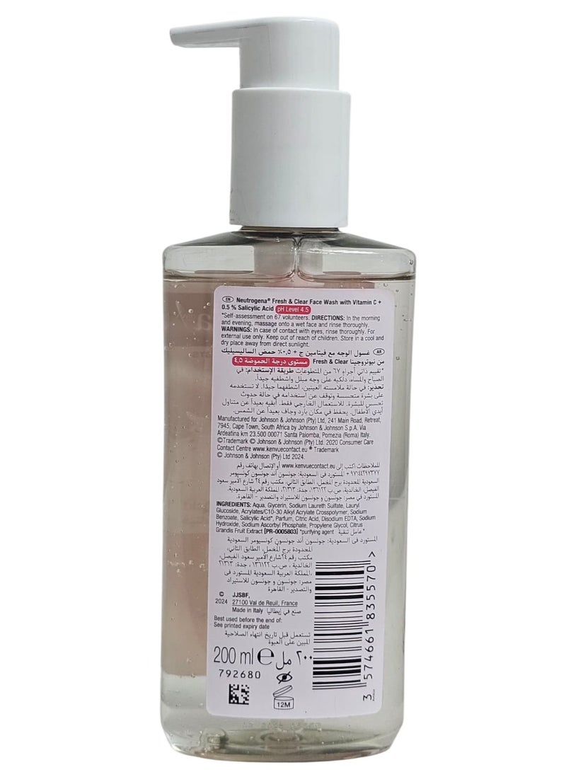 Neutrogena Face wash with Vitamin C + 0.5% Salicylic Acid for smoother skin after one week, 200mlml - Image 2