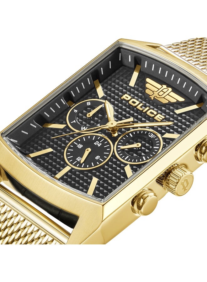POLICE Men's Saleve Black Dial Gold Stainless Steel Bracelet Multifunction Watch - 34mm - Image 4