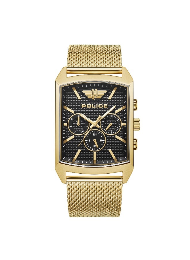 POLICE Men's Saleve Black Dial Gold Stainless Steel Bracelet Multifunction Watch - 34mm - Image 1