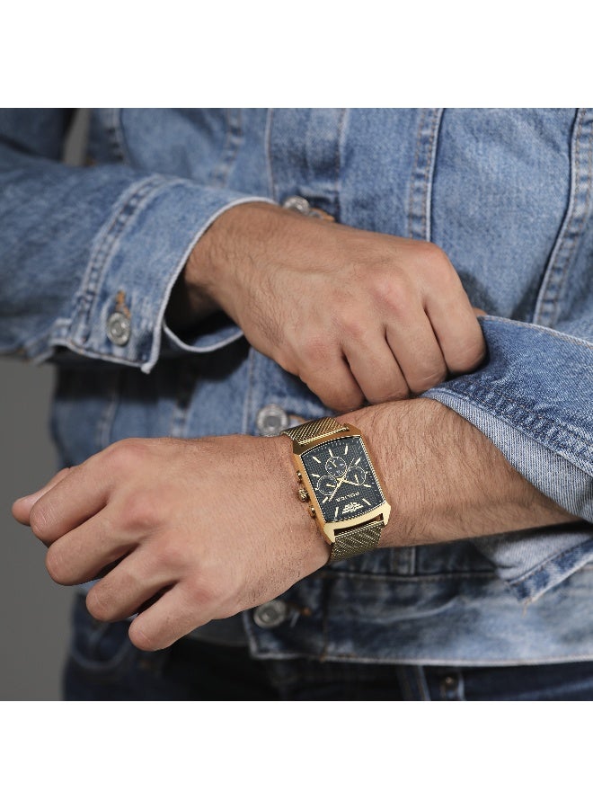 POLICE Men's Saleve Black Dial Gold Stainless Steel Bracelet Multifunction Watch - 34mm - Image 5