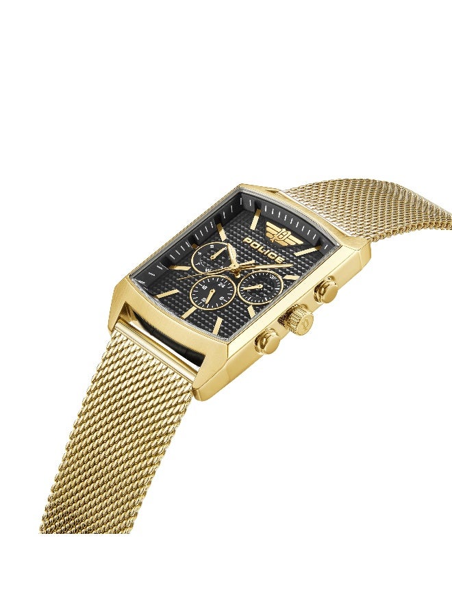 POLICE Men's Saleve Black Dial Gold Stainless Steel Bracelet Multifunction Watch - 34mm - Image 2