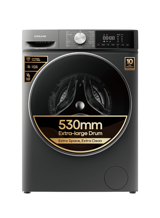 دريم غسالة تحميل أمامي M5 سعة 10 كجم، 1400 دورة في الدقيقة، غسيل بالبخار، 16 برنامج، غسالة أوتوماتيكية بالكامل، شاشة LED رقمية، قفل للأطفال، وظيفة كتم الصوت، 2 كيلو واط، فولاذ مقاوم للصدأ - Image 1