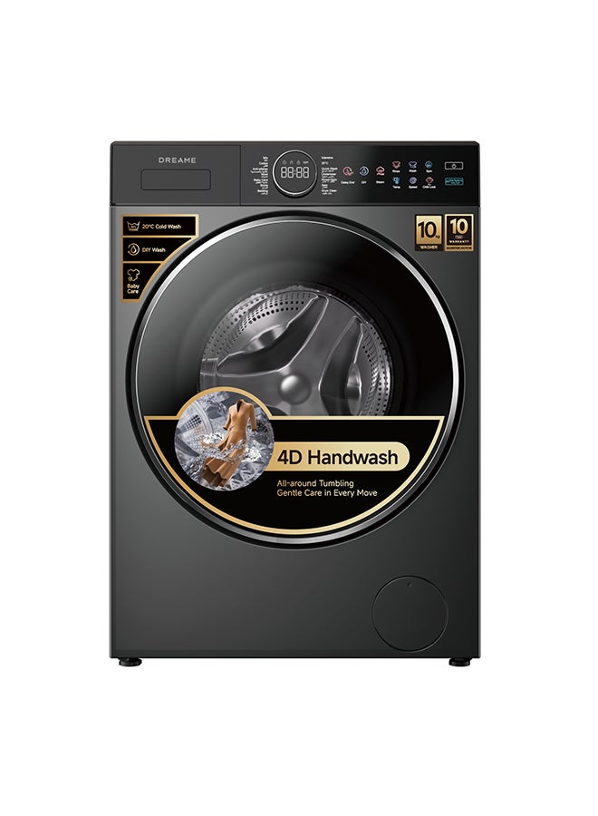 دريم غسالة ملابس أمامية دريمي P5 سعة 10 كجم، 1400 دورة في الدقيقة، غسيل بالبخار، 14 برنامج، غسالة أوتوماتيكية بالكامل، شاشة عرض مع زر LED، قفل للأطفال، وظيفة كتم الصوت، 2 كيلو واط، فولاذ مقاوم للصدأ، رمادي، DWF10M70DAME - Image 1