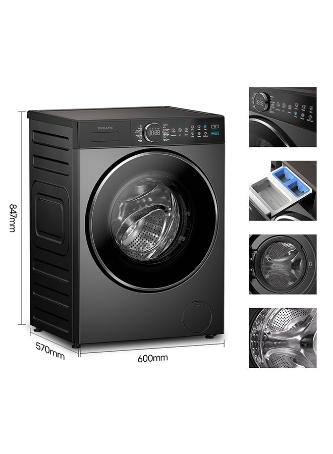 دريم غسالة ملابس أمامية دريمي P5 سعة 10 كجم، 1400 دورة في الدقيقة، غسيل بالبخار، 14 برنامج، غسالة أوتوماتيكية بالكامل، شاشة عرض مع زر LED، قفل للأطفال، وظيفة كتم الصوت، 2 كيلو واط، فولاذ مقاوم للصدأ، رمادي، DWF10M70DAME - Image 3