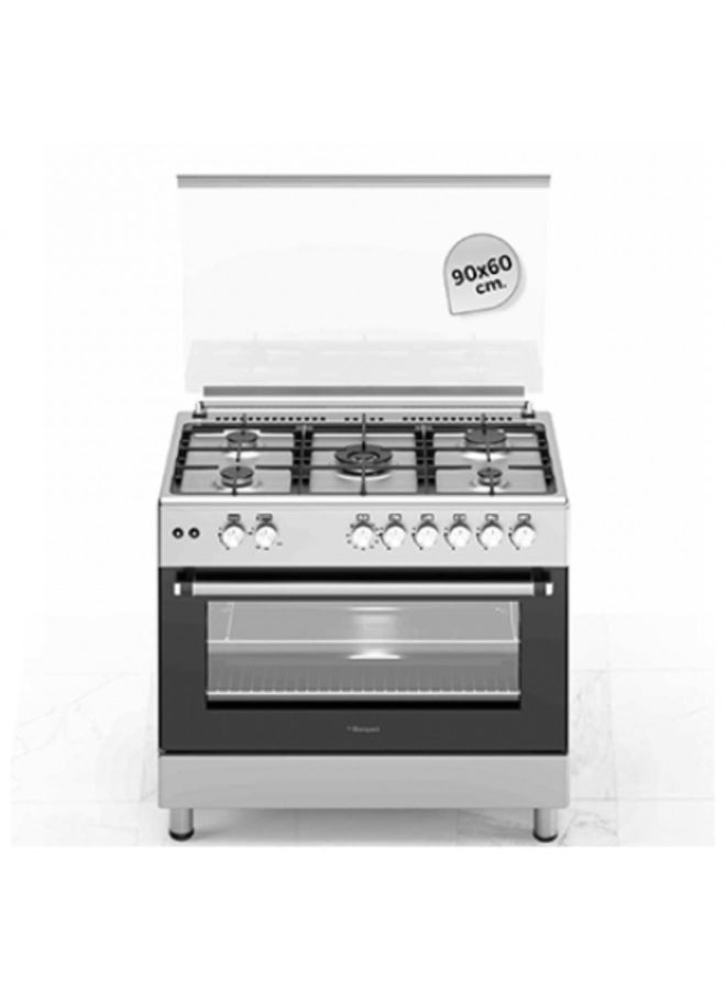 Aftron 90x60 Gas Cooker, Semi Cast Iron, Self ignition for Hob and Oven, AFGR9080BTFSD AFGR9080BTFSD silver - Image 1