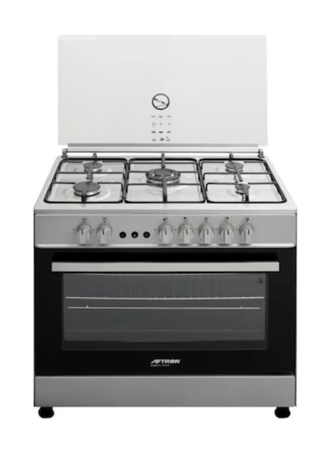 Aftron 90x60 Gas Cooker, Semi Cast Iron, Self ignition for Hob and Oven, AFGR9080BTFSD AFGR9080BTFSD silver - Image 3