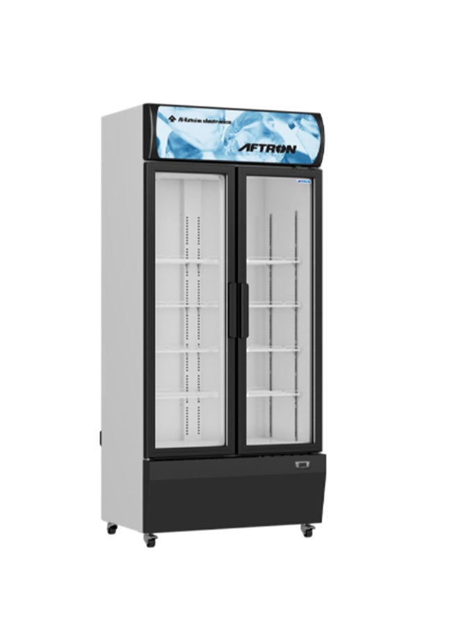 أفترون ثلاجة أفترون بسعة 568 لتر إجمالي و 487 لتر صافي، باب مزدوج، عرض مشروبات عمودي، موفرة للطاقة، منخفضة الضوضاء، أبيض/أسود، AFSC750FC-HD، ضمان لمدة سنة. - Image 1