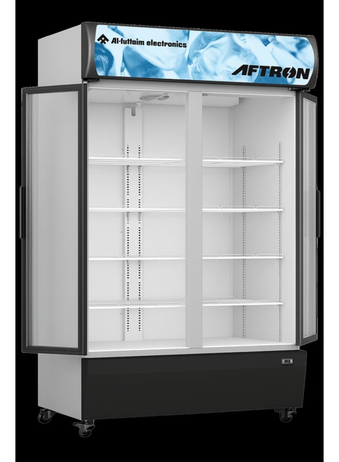 Aftron 1075 Liter Gross and 1000 Net Liter Double-Door Chiller, Upright Beverage-Showcase, Energy-saving, low-noise, White/Black, AFSC1400FC-HD, 1 Year Warranty. 1075 L 150 W AFSC1400FC-HD White/Black - Image 2
