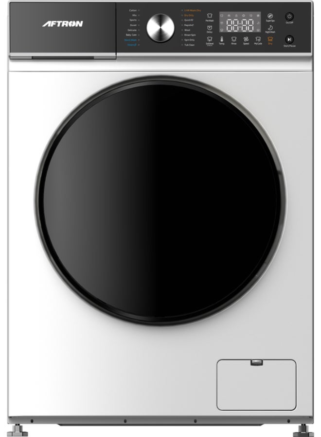 أفترون غسالة/مجفف أفترون 9 كجم/6 كجم تحميل أمامي مع محرك BLDC، شاشة LED بيضاء - AFWF9650D - Image 1