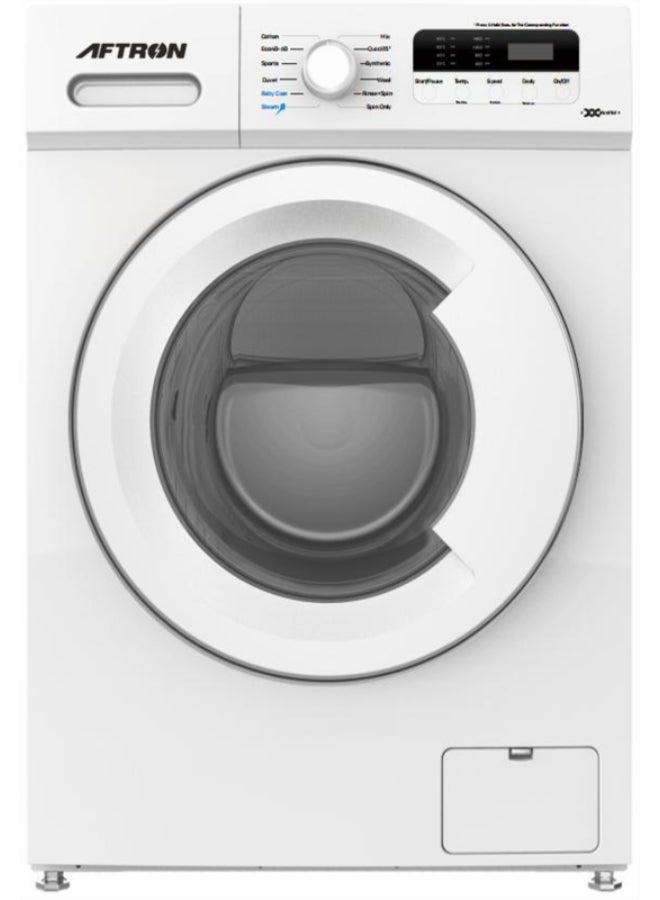 أفترون غسالة ملابس أمامية أفترون 7 كجم، 1200 دورة في الدقيقة، 12 برنامج غسيل مع محرك BLDC أبيض AFWF7820FSI - Image 1