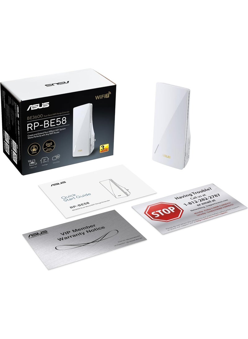ASUS RP-BE58 BE3600 Dual-Band WiFi 7 (802.11be) Range Extender/AiMesh Extender for seamless mesh WiFi; works with nearly any WiFi router White - Image 3