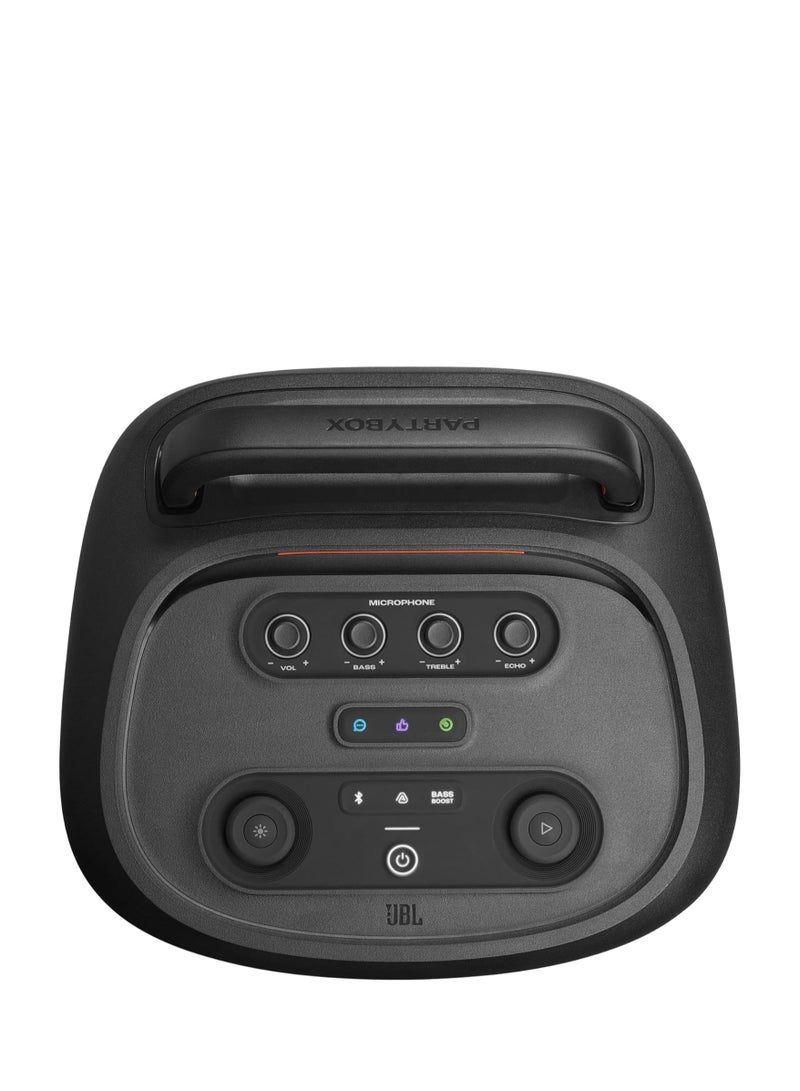 JBL PartyBox 520 Portable Bluetooth Party Speaker with AI Sound Boost, 400W Powerful Sound, Dynamic Light Show, 15H Playtime, Mic & Guitar Inputs, IPX4 Splashproof, Telescopic Handle & Wheels – Black JBLPARTYBOX520EU black - Image 4
