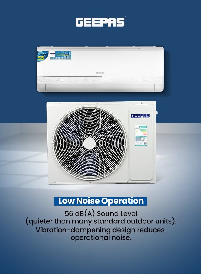 Geepas 1.5 Ton Split AC GACS184KRCA – Inverter Compressor, Hot & Cold, Golden Fin, Includes Pipe Kit, Strong Airflow, LED Display, Energy Efficient Cooling & Heating GACS184KRCA White - Image 3