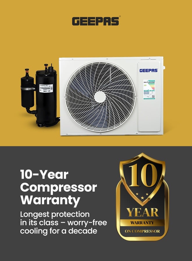 Geepas 1.5 Ton Split AC GACS184KRCA – Inverter Compressor, Hot & Cold, Golden Fin, Includes Pipe Kit, Strong Airflow, LED Display, Energy Efficient Cooling & Heating GACS184KRCA White - Image 4