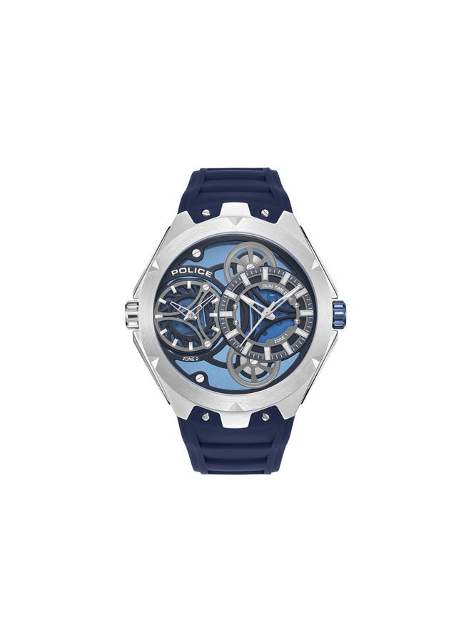 POLICE Men's Scepter Navy Black Dial Navy Silicone Strap Analog Watch for Men - 46mm - Image 1