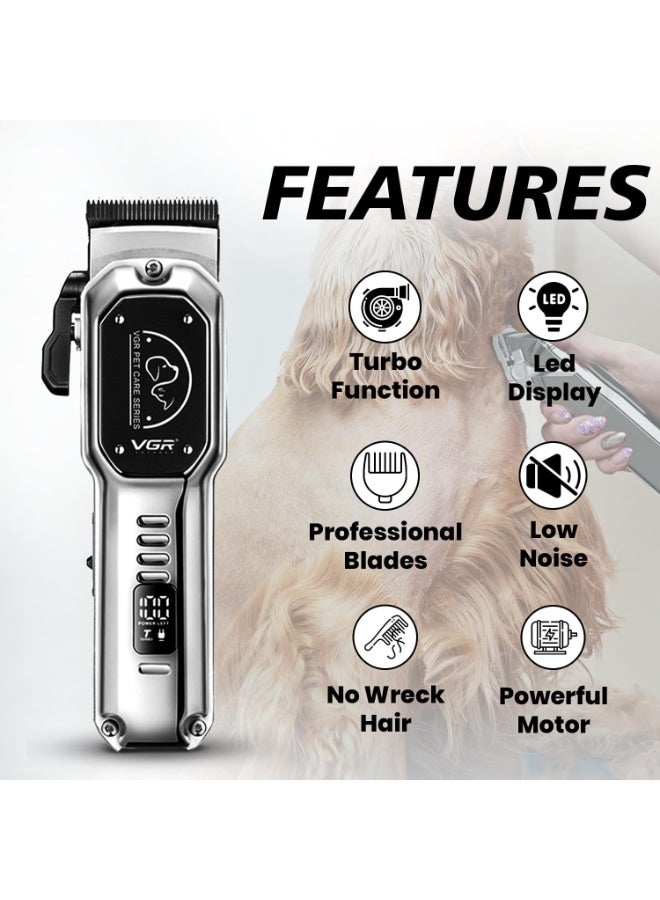 في جي آر مقص شعر الحيوانات الأليفة القابل لإعادة الشحن من VGR، فضي - V-201 - Image 5