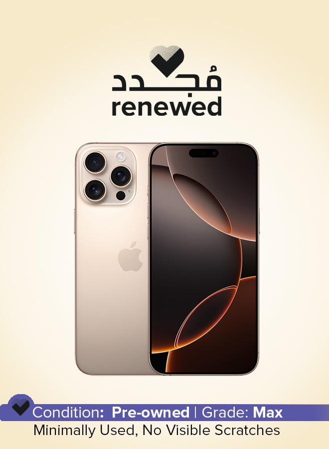 ابل  Renewed - iPhone 16 Pro Max 256GB Desert Titanium 5G (E-sim only) With FaceTime - USA Version - Image 1