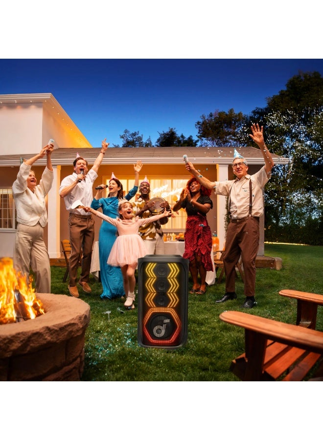 ساوند كور سماعة حفلة كاريوكي ساوندكور ريف 3S AI، سماعة حفلة بقوة 200 واط مع 2 ميكروفون لاسلكي، إزالة الصوت بالذكاء الاصطناعي، عرض ضوء RGB، بطارية 12 ساعة - Image 2