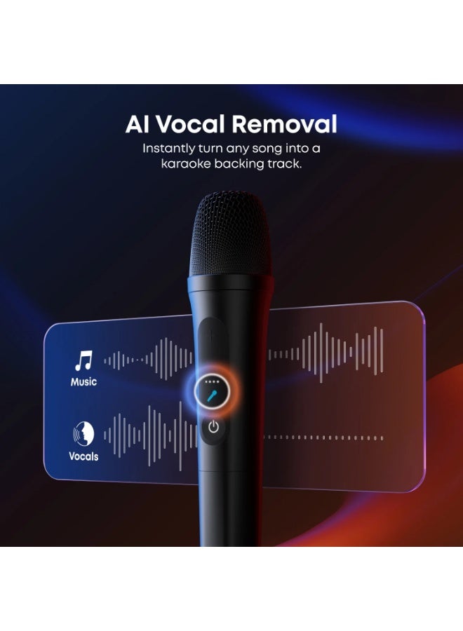 ساوند كور سماعة حفلة كاريوكي ساوندكور ريف 3S AI، سماعة حفلة بقوة 200 واط مع 2 ميكروفون لاسلكي، إزالة الصوت بالذكاء الاصطناعي، عرض ضوء RGB، بطارية 12 ساعة - Image 4