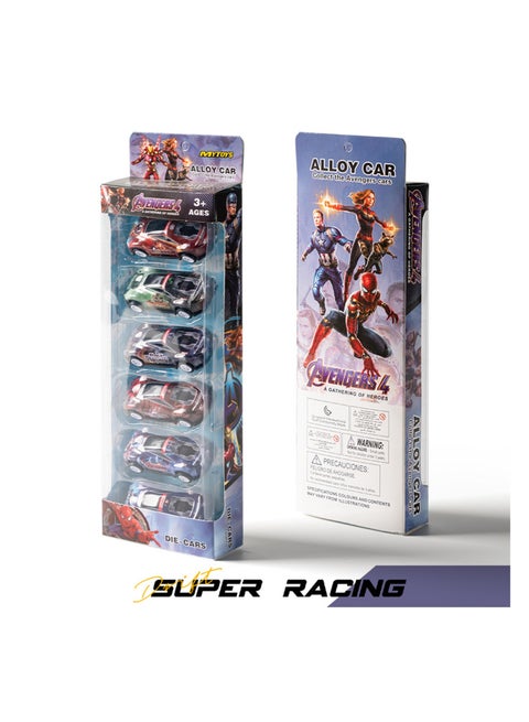 Marvel Avengers Die-Cast Car Set – 6 Alloy Toy Cars with Superhero Designs