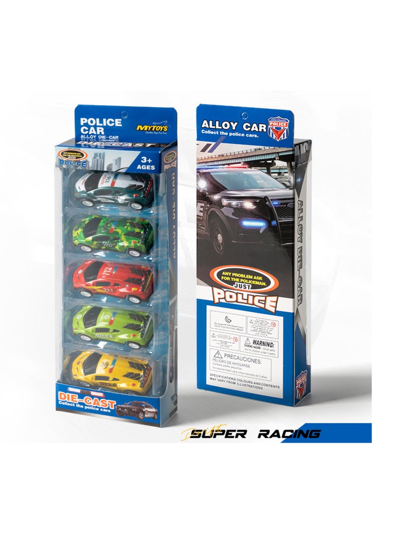MYTOYS Die-Cast Police Car Set – Alloy Mini Vehicles for Boys & Girls (6 Pieces)
