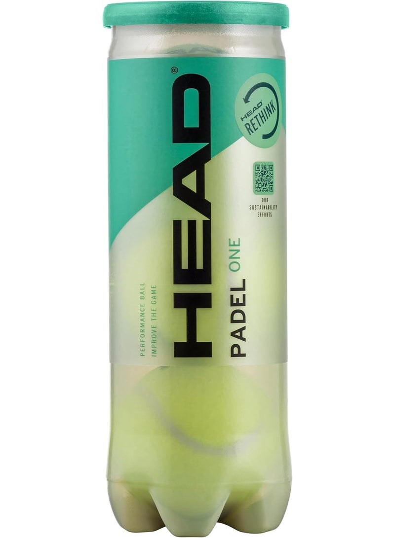 HEAD Padel One Balls – Can Of 3 – High-Performance Pressurized Padel Balls For Consistent Speed & Control - Image 1