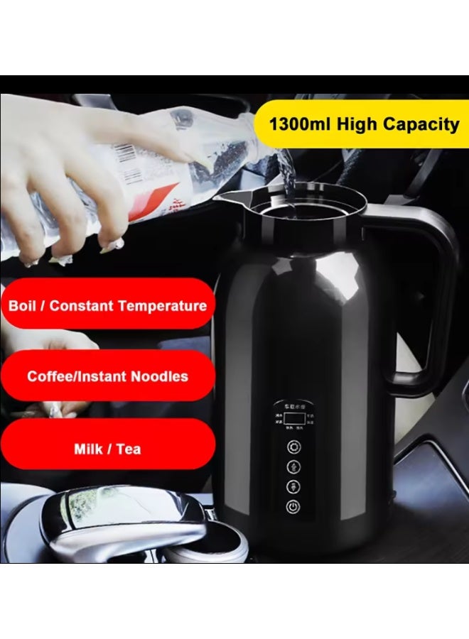 DLC 1.3L Car Electric Kettle & Thermos – Dual 12V/24V Fast Boiling Travel Kettle, Stainless Steel, Auto Shut-Off, Touch Screen, 2-Year Warranty 1300 ml 24 W 2254 black - Image 2