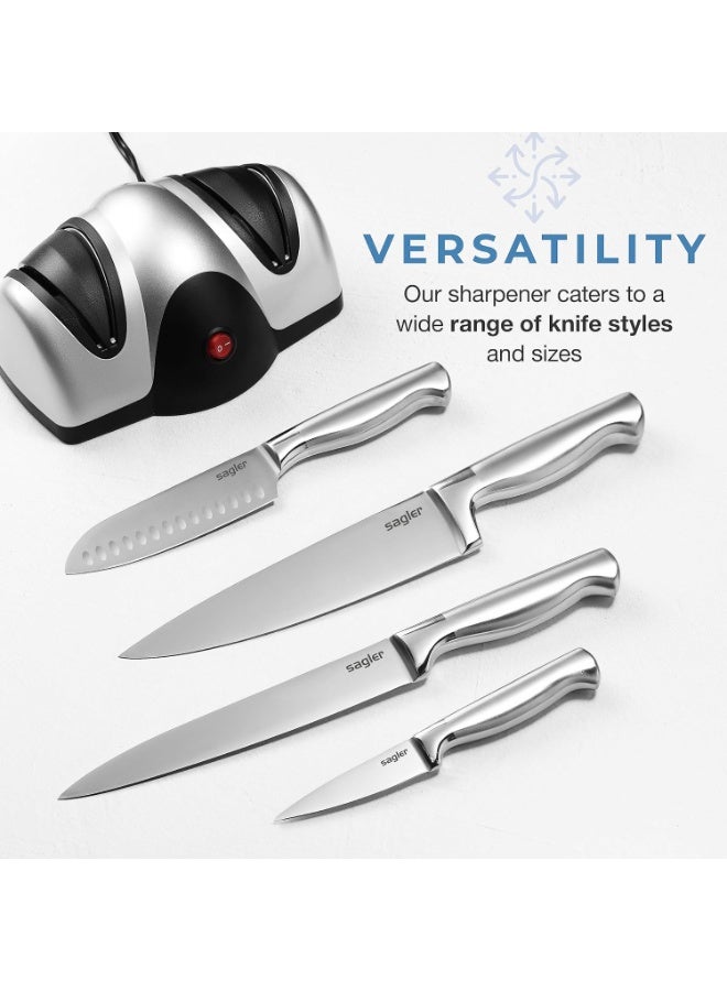 دي إل سي  مُبَرِّد سكاكين كهربائي 40 واط - مُبَرِّد شفرات مطبخ احترافي، نظام شحذ من مرحلتين للسكاكين والسواطير، تصميم مدمج مع ضمان لمدة 2 سنة - Image 3