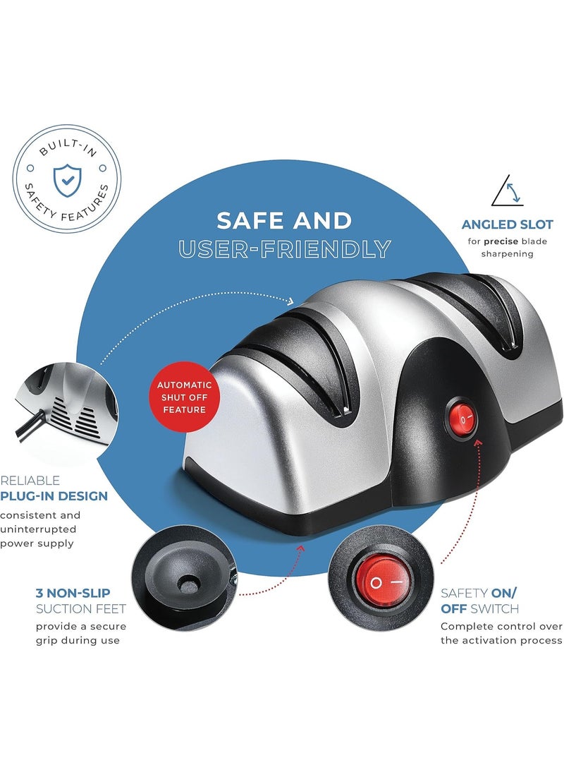 دي إل سي  مُبَرِّد سكاكين كهربائي 40 واط - مُبَرِّد شفرات مطبخ احترافي، نظام شحذ من مرحلتين للسكاكين والسواطير، تصميم مدمج مع ضمان لمدة 2 سنة - Image 5