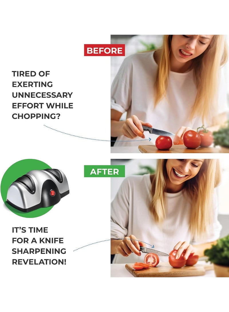 دي إل سي  مُبَرِّد سكاكين كهربائي 40 واط - مُبَرِّد شفرات مطبخ احترافي، نظام شحذ من مرحلتين للسكاكين والسواطير، تصميم مدمج مع ضمان لمدة 2 سنة - Image 4