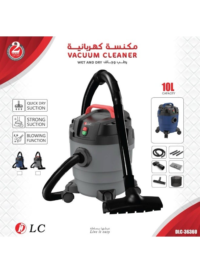 DLC 3-in-1 Wet & Dry Vacuum Cleaner with Powerful Suction & Blower – Multi-Filtration, Heavy-Duty 10L Tank, 220-240V – Ideal for Home, Garage, Workshop & Office 10 L 1200 W 36360 Gay - Image 1