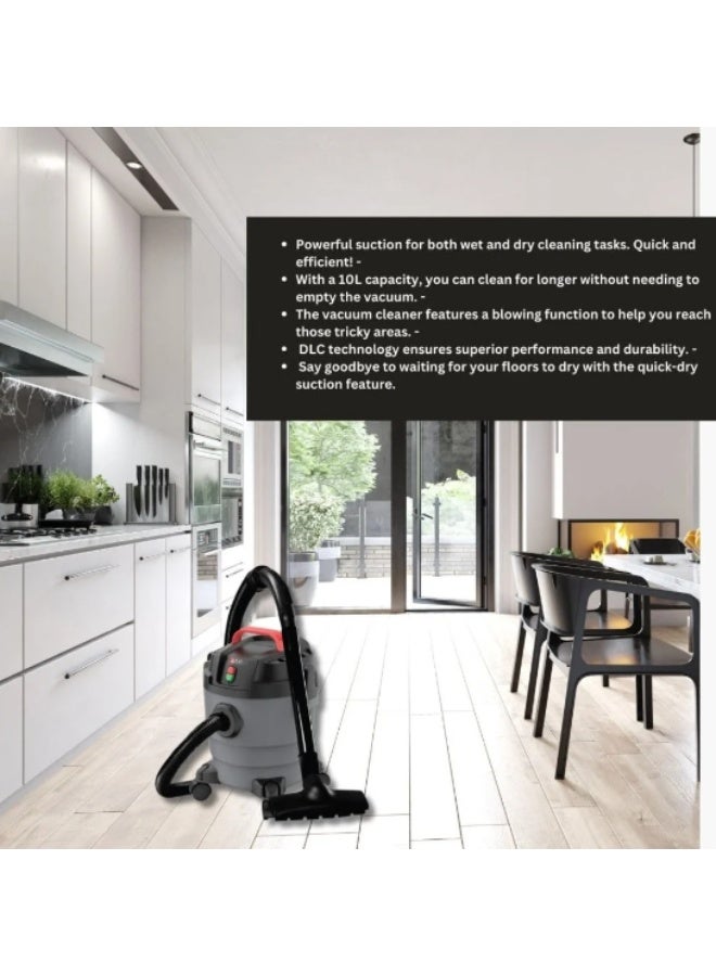 DLC 3-in-1 Wet & Dry Vacuum Cleaner with Powerful Suction & Blower – Multi-Filtration, Heavy-Duty 10L Tank, 220-240V – Ideal for Home, Garage, Workshop & Office 10 L 1200 W 36360 Gay - Image 4
