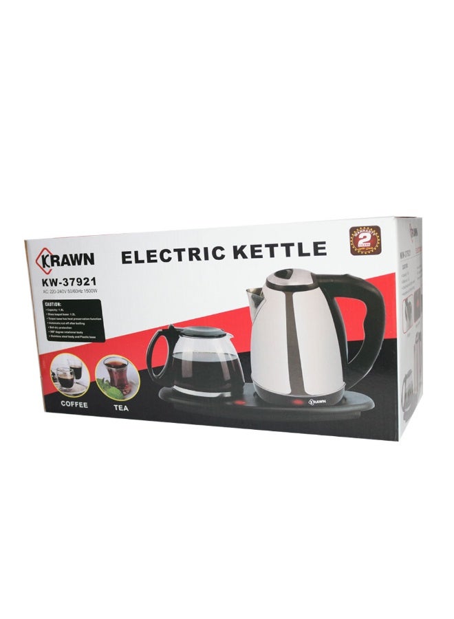 كراون مجموعة غلاية كهربائية للفندق سعة 1.8 لتر من الفولاذ المقاوم للصدأ + إبريق زجاجي سعة 1.2 لتر | غليان سريع، إيقاف تلقائي، قاعدة دوارة 360°، وظيفة الحفاظ على الحرارة | غلاية ماء للشاي والقهوة - Image 4