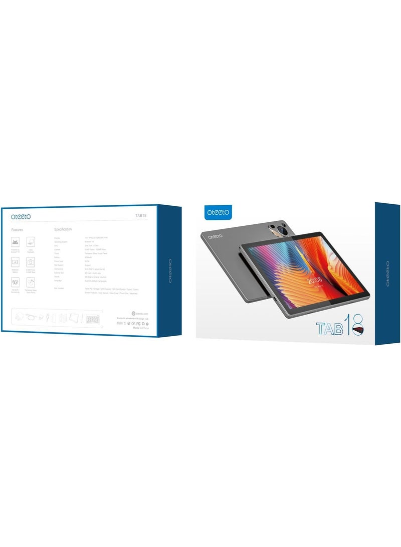 Oteeto TAB 18, 10.1-inch Tablet, 8GB RAM + 512GB Storage, Octa Core 2.0GHz, 8000mAh Battery, 5G Network, 8MP Front + 13MP Rear Camera - Grey - Image 2