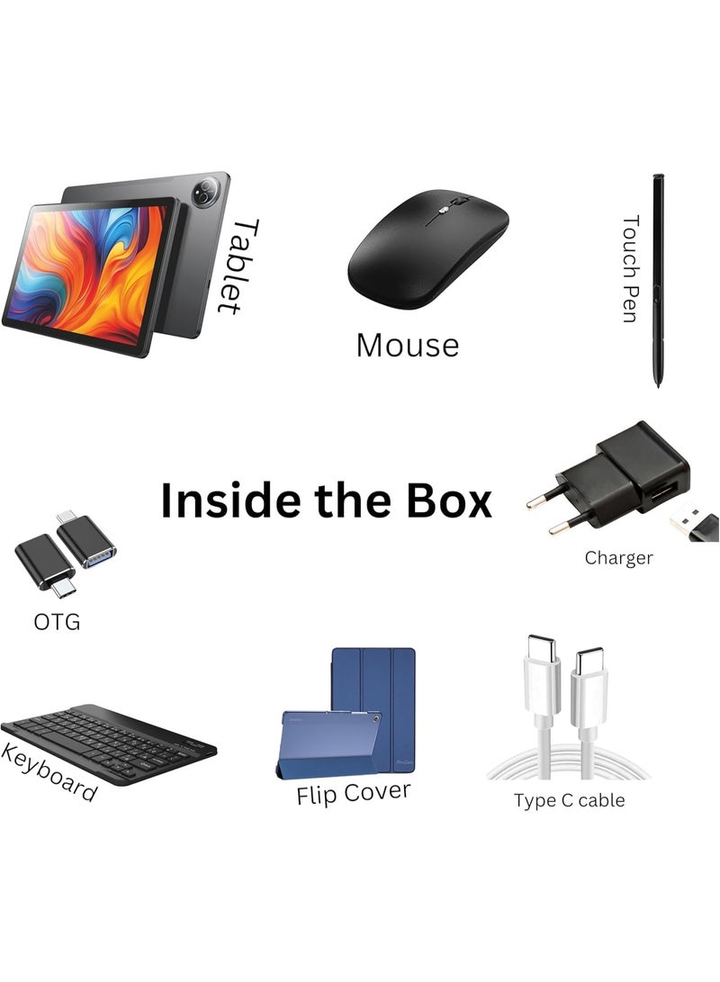 Oteeto TAB14 Pro | Android 15 And 11-Inch INCELL 1280x800 Display | 12GB RAM + 512GB ROM | 5G Wi-Fi And 8000mAh Battery | Octa Core 2.0GHz | 8.0MP Front + 13.0MP Rear Camera | Include Keyboard And Mouse - Grey - Image 3