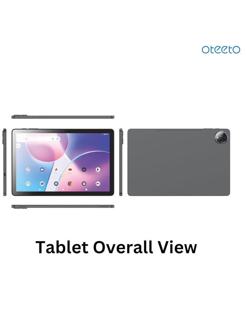 Oteeto TAB14 Pro | Android 15 And 11-Inch INCELL 1280x800 Display | 12GB RAM + 512GB ROM | 5G Wi-Fi And 8000mAh Battery | Octa Core 2.0GHz | 8.0MP Front + 13.0MP Rear Camera | Include Keyboard And Mouse - Grey - Image 2